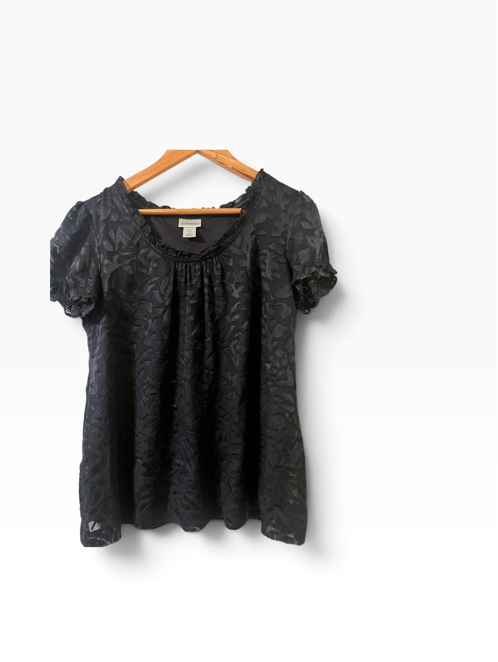 Motherhood Maternity Black Textured Short Sleeve Blouse Size Large